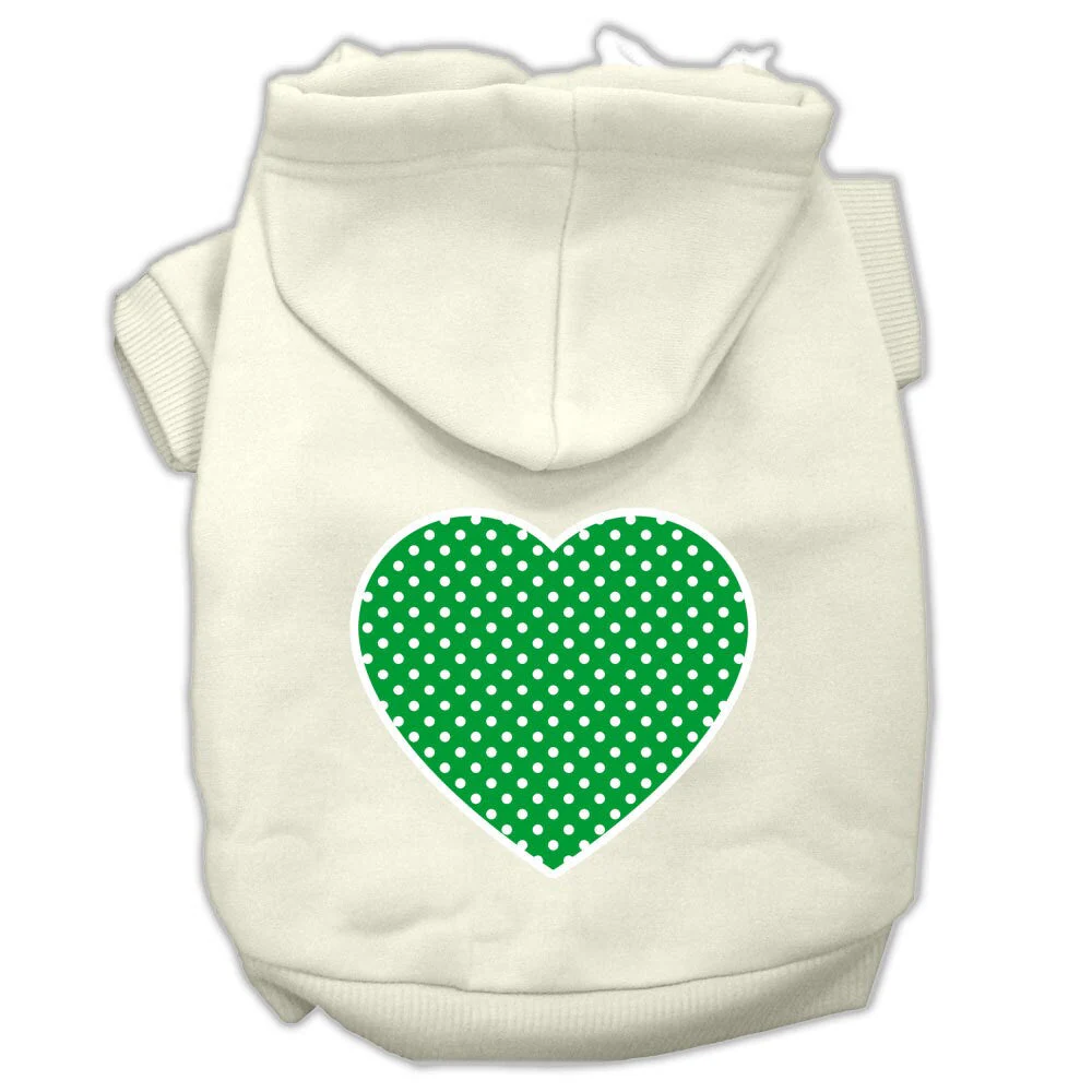 Pet Hoodie "Green Swiss Dots Heart" - Image 4