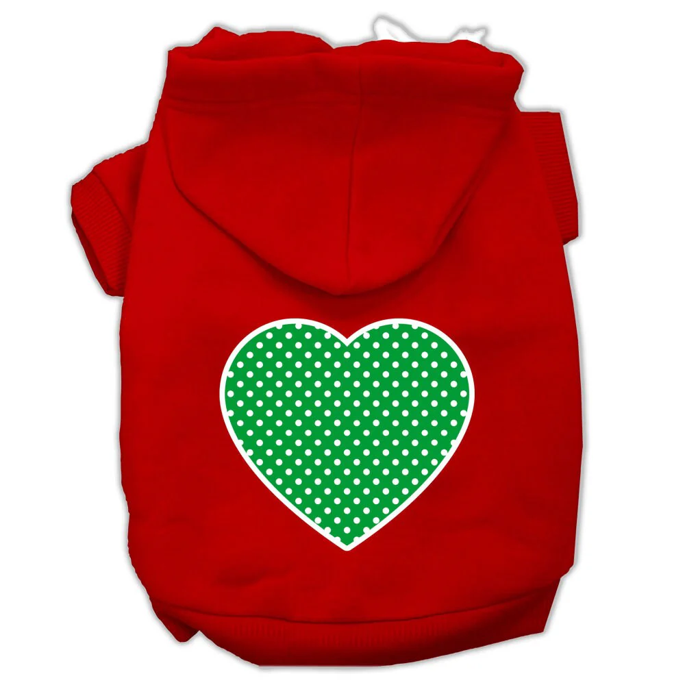 Pet Hoodie "Green Swiss Dots Heart" - Image 7