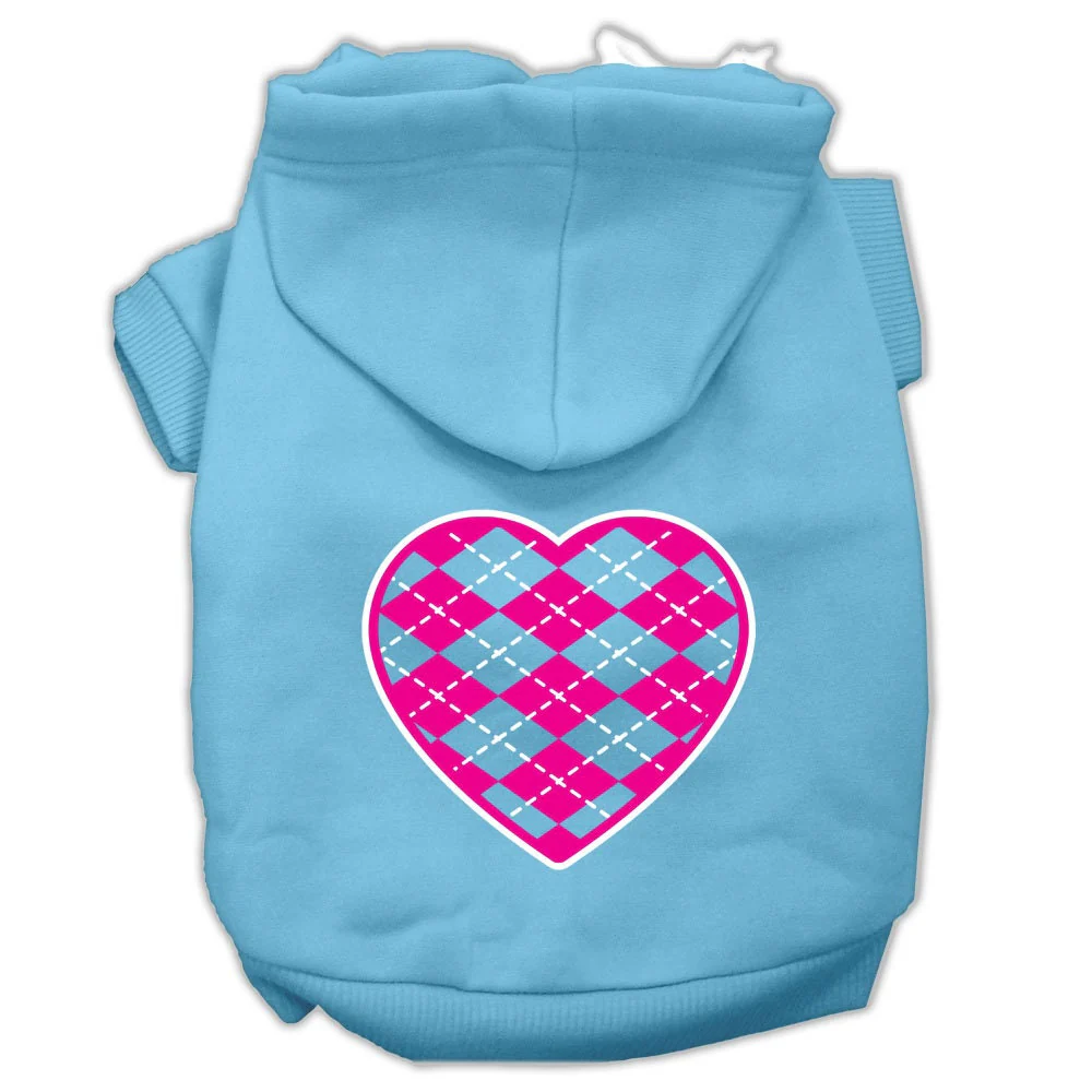 Pet Hoodie "Pink Argyle Heart" - Image 3