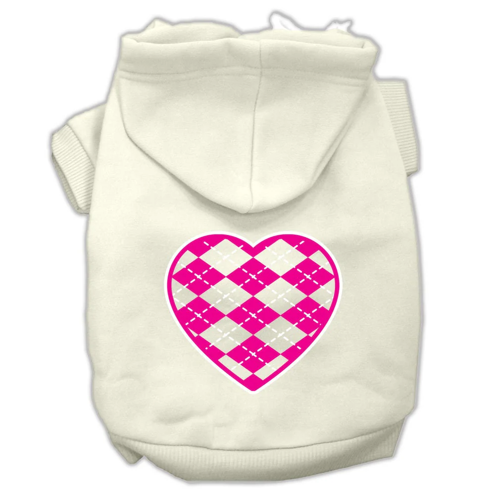 Pet Hoodie "Pink Argyle Heart" - Image 5