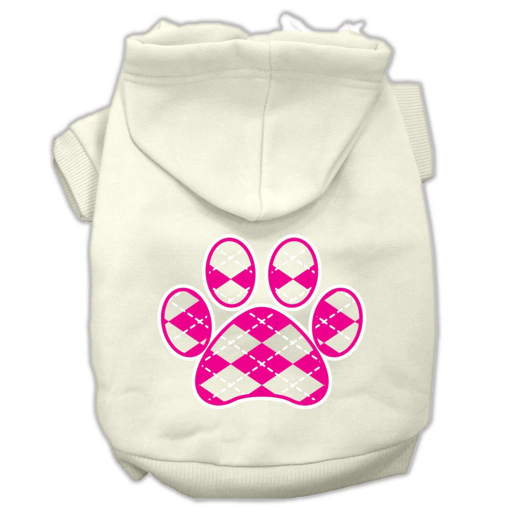Pet Hoodie "Pink Argyle Paw" - Image 10
