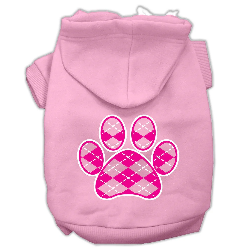 Pet Hoodie "Pink Argyle Paw" - Image 5