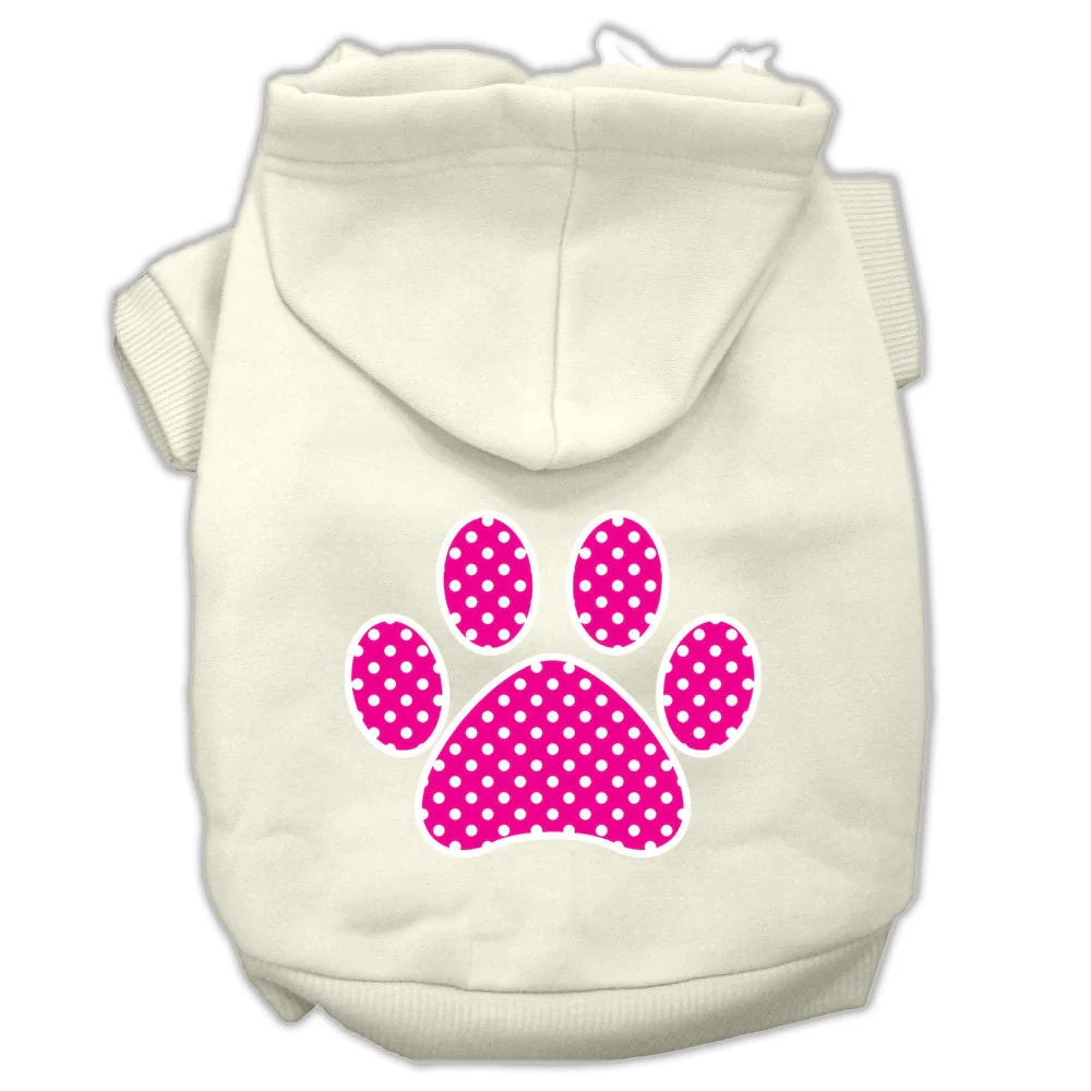 Pet Hoodie "Pink Swiss Dots Paw" - Image 4
