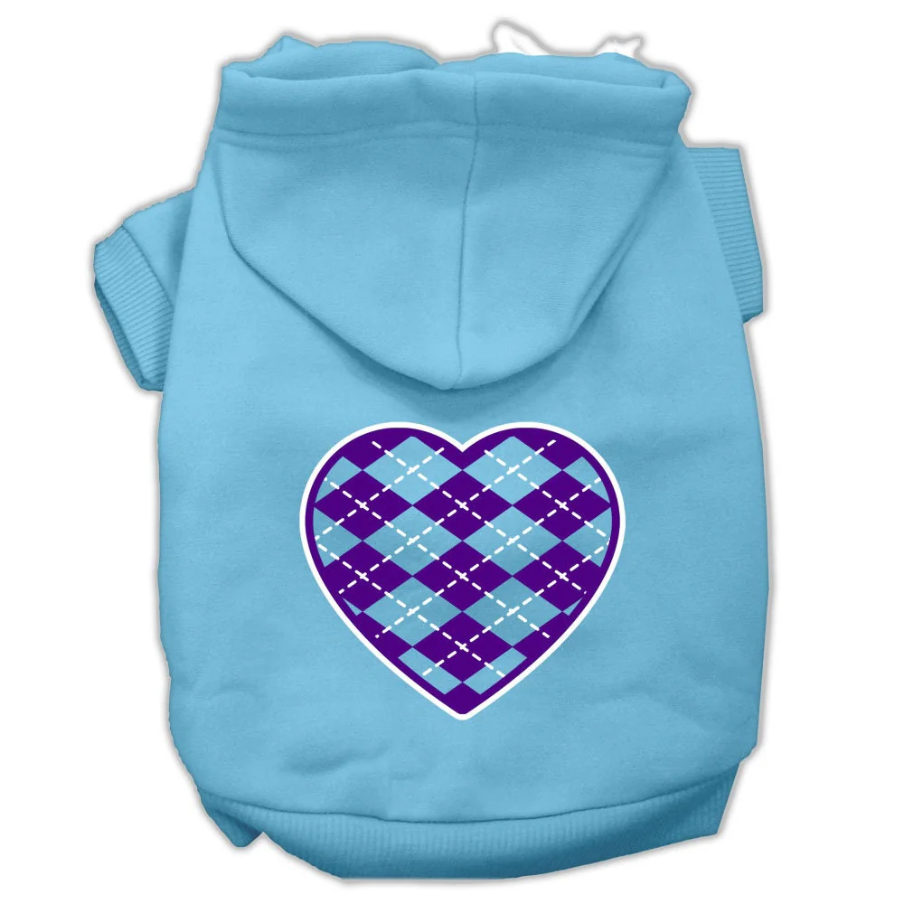 Pet Hoodie "Purple Argyle Heart" - Image 3
