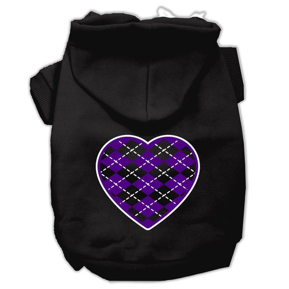 Pet Hoodie "Purple Argyle Heart" - Image 4