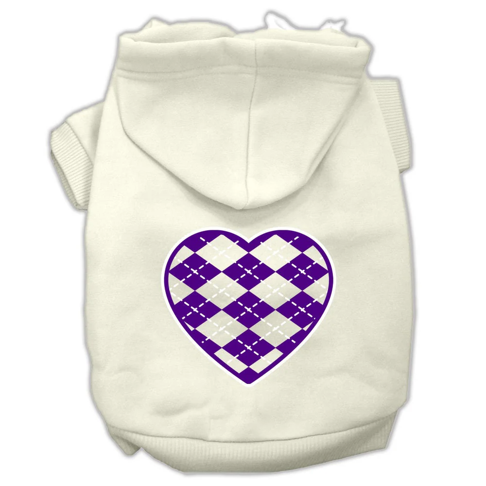 Pet Hoodie "Purple Argyle Heart" - Image 6