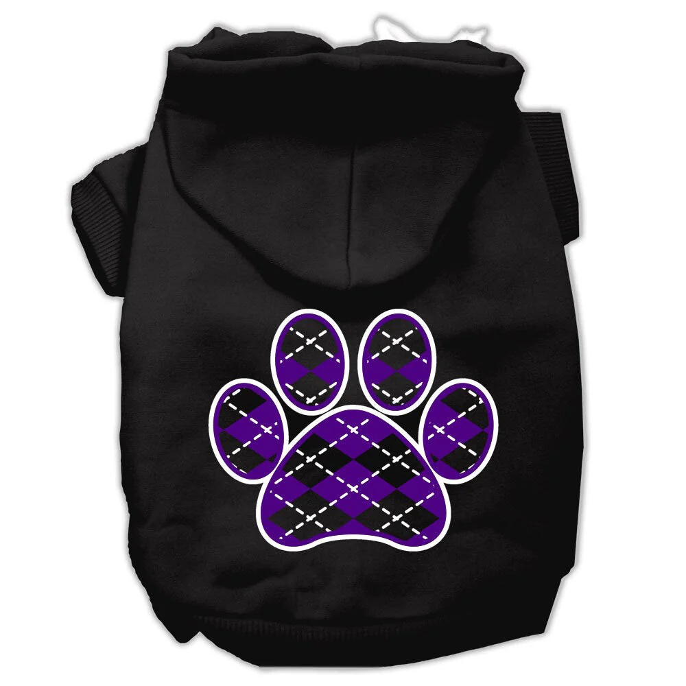 Pet Hoodie "Purple Argyle Paw" - Image 3
