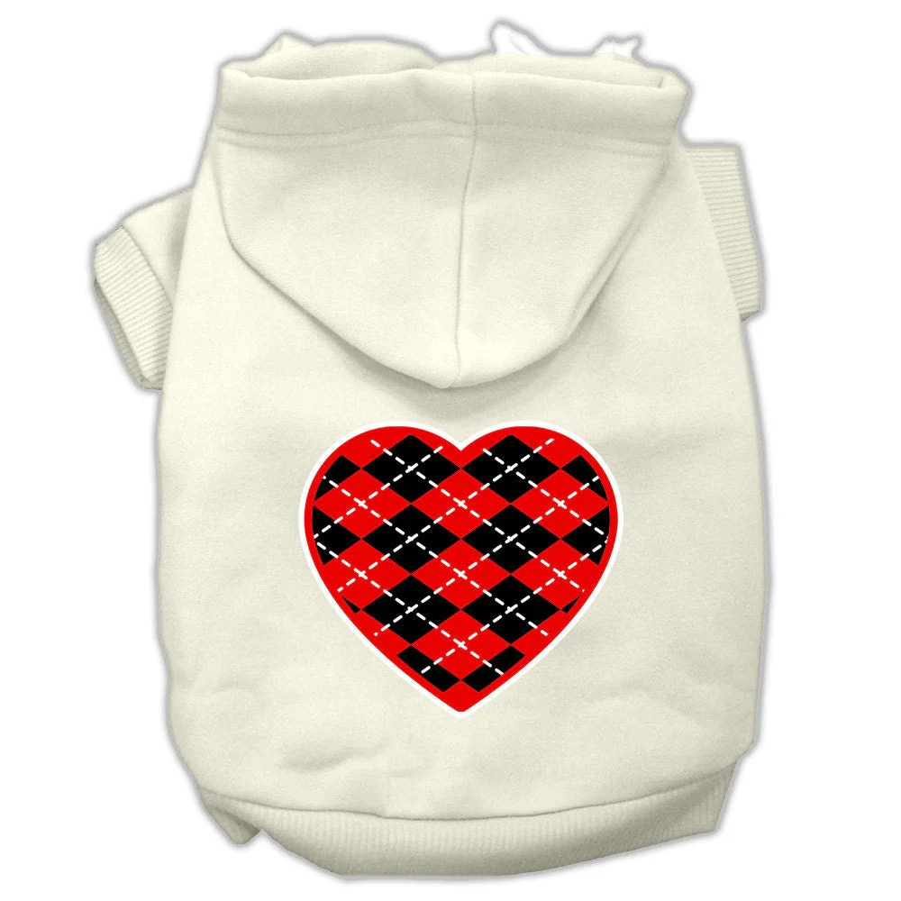 Pet Hoodie "Red Argyle Heart" - Image 3
