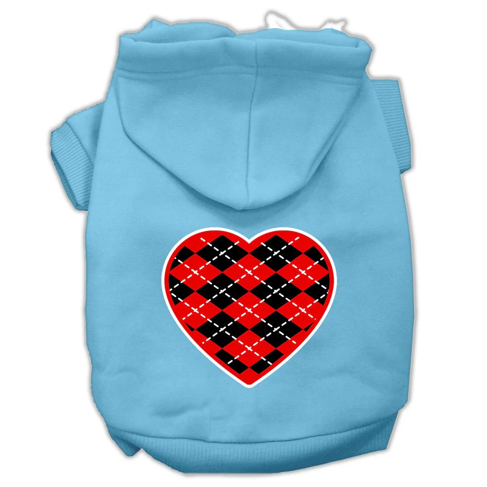 Pet Hoodie "Red Argyle Heart" - Image 9
