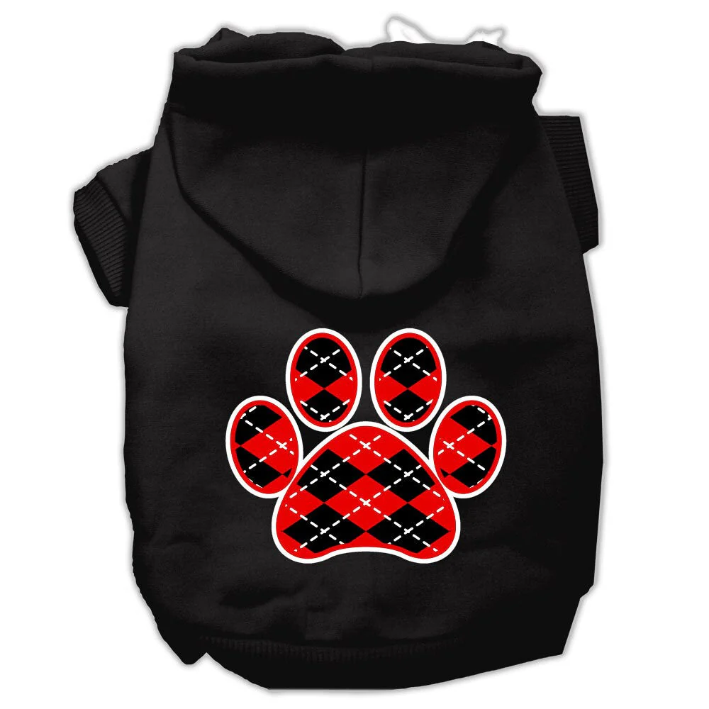 Pet Hoodie "Red Argyle Paw" - Image 3