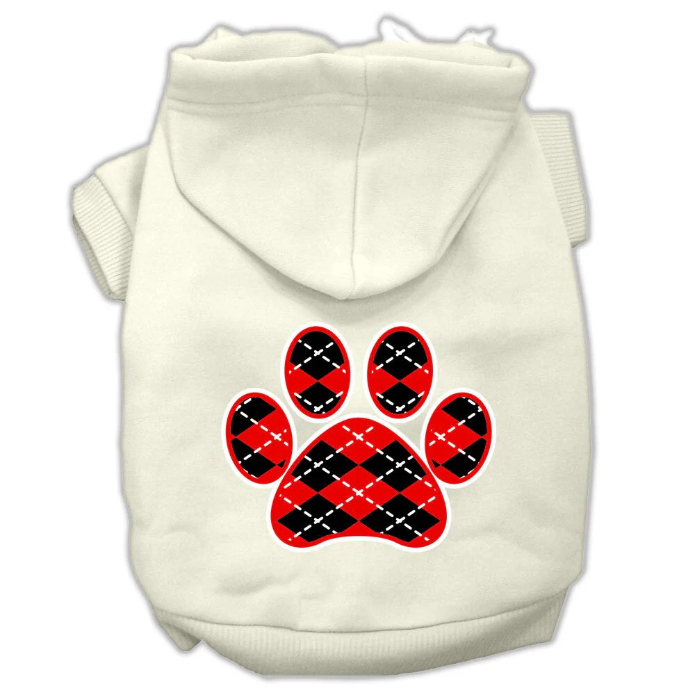Pet Hoodie "Red Argyle Paw" - Image 4