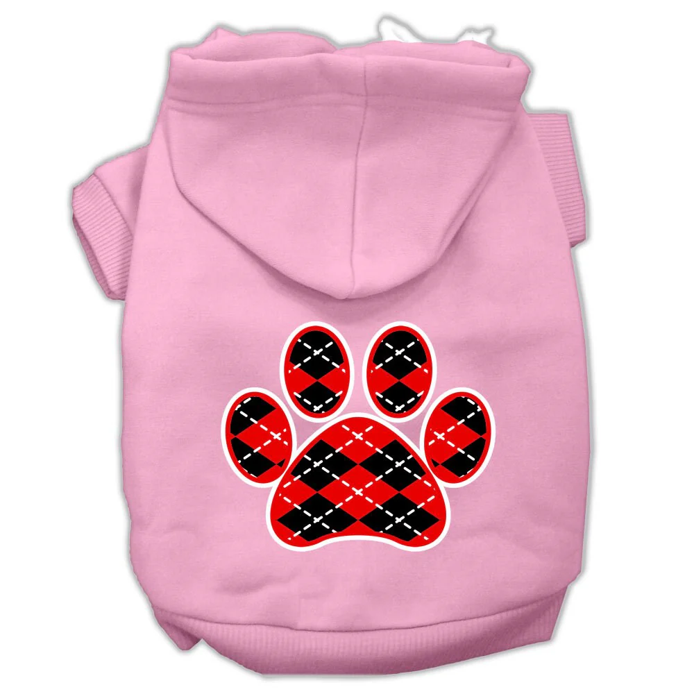 Pet Hoodie "Red Argyle Paw" - Image 6