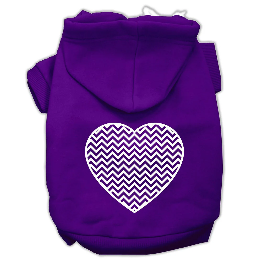 Pet Hoodie Screen Printed, "Chevron Heart" - Image 5