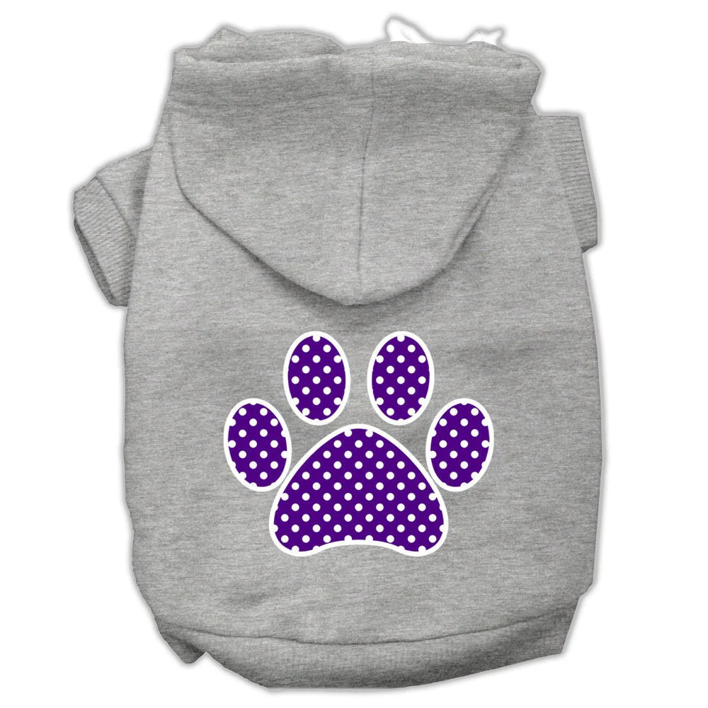 Pet Hoodie Screen Printed, "Purple Swiss Dots Paw" - Image 5