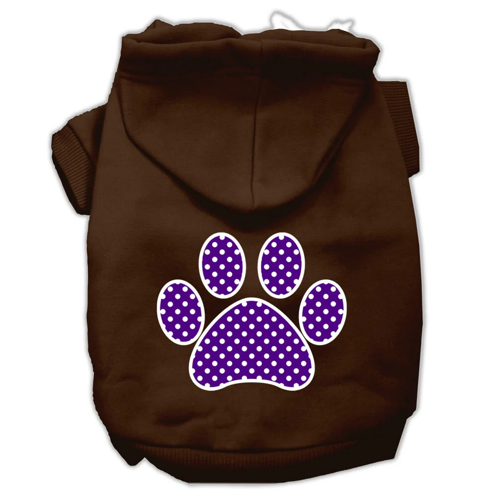 Pet Hoodie Screen Printed, "Purple Swiss Dots Paw" - Image 8