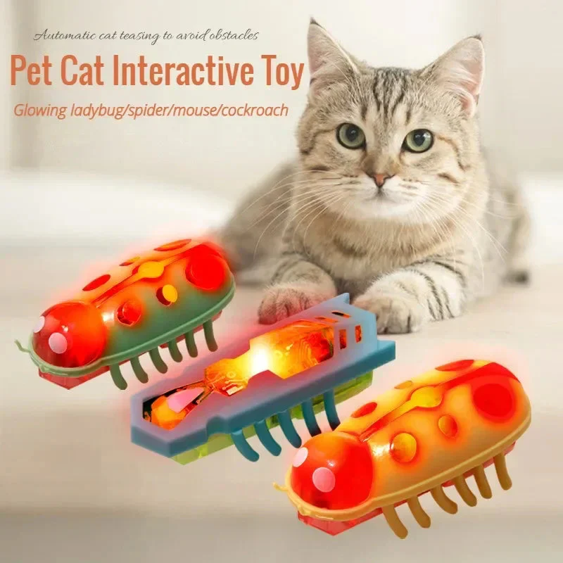 Pet Interactive Mini Electric Bug Cat Toy Kitten Escape Obstacle Automatic Flip Toy Battery Operated Vibration Beetle Supplies - Image 2