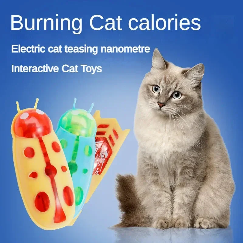 Pet Interactive Mini Electric Bug Cat Toy Kitten Escape Obstacle Automatic Flip Toy Battery Operated Vibration Beetle Supplies - Image 4