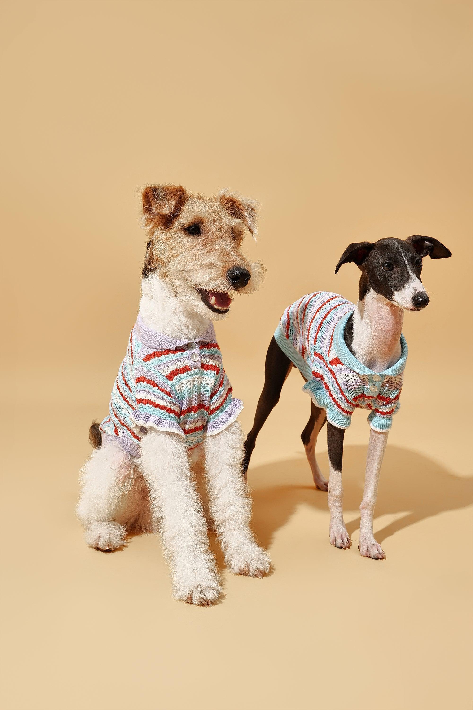 Pet & Me Spring Summer Lavender Ruffle Crochet Short Sleeve Polo Shirt - Image 8