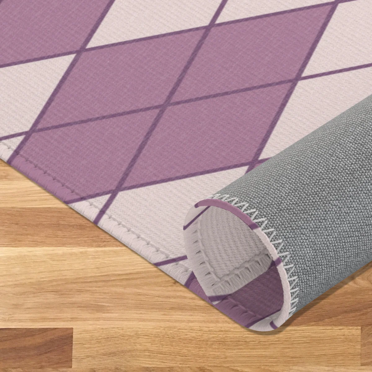 Pet Playpen Floor Mat Rug, Purple Argyle - Image 4