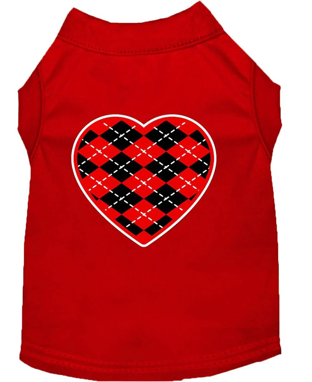 Pet Shirt "Argyle Heart Red" - Image 5