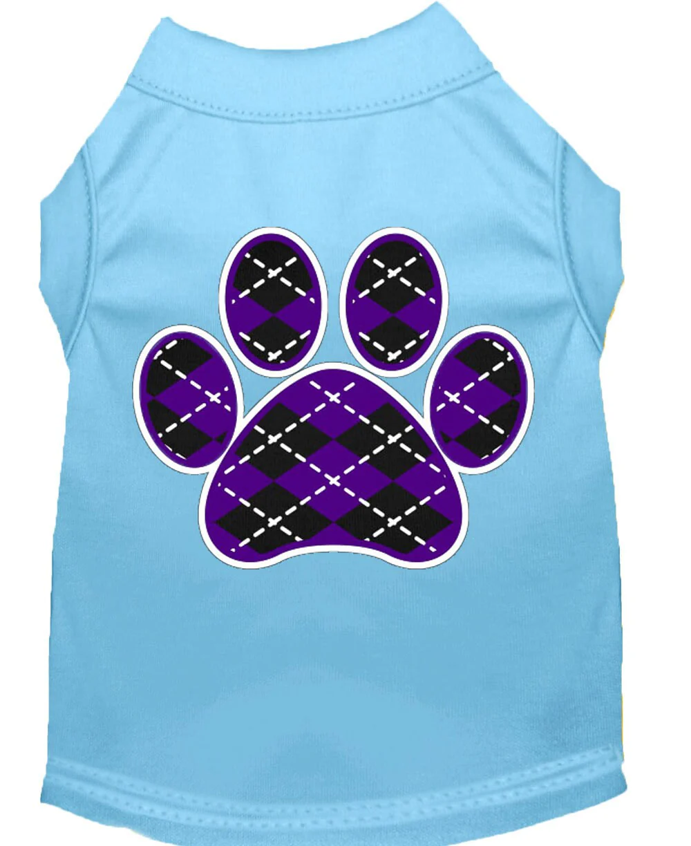 Pet Shirt "Argyle Paw Purple" - Image 3