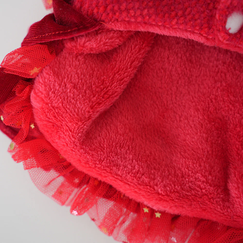 Pet Velvet Layered Tulle Dress with Bow - Image 7