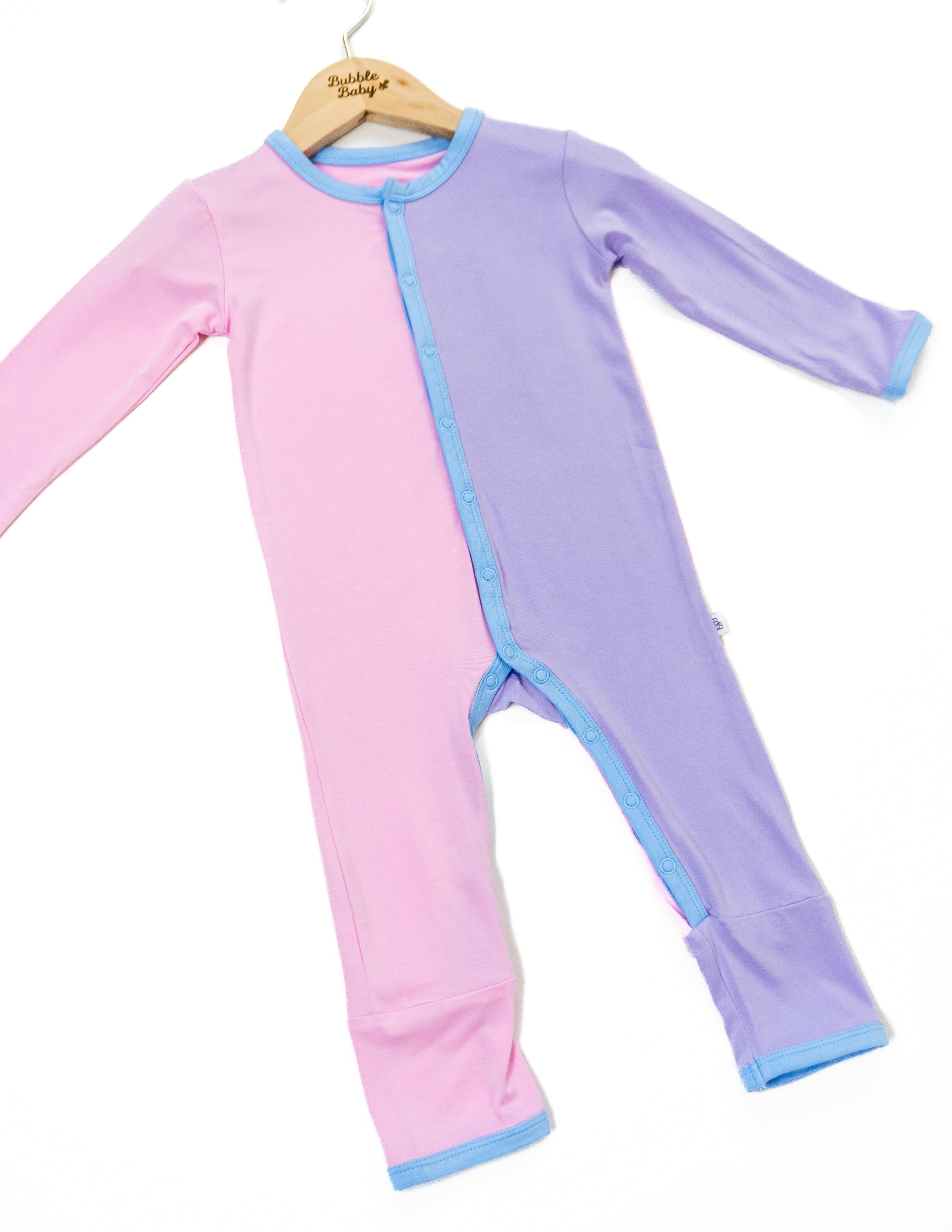 Petal / Lilac / Sky Colorblock | Snap Romper - Image 2