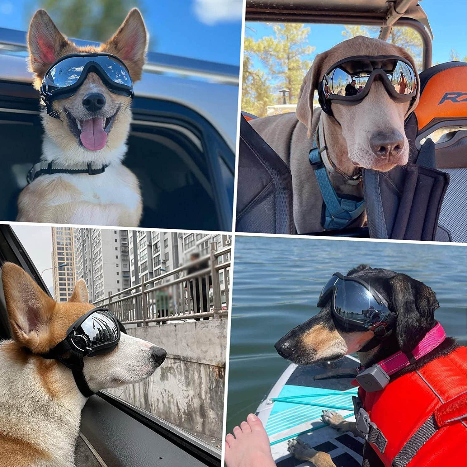 PETLESO Dog Goggles Large Breed, Large Dog Sunglasses Eye Protection for Dogs Windproof Goggles for Medium Large Dog Riding Biking Driving, Black - Image 2