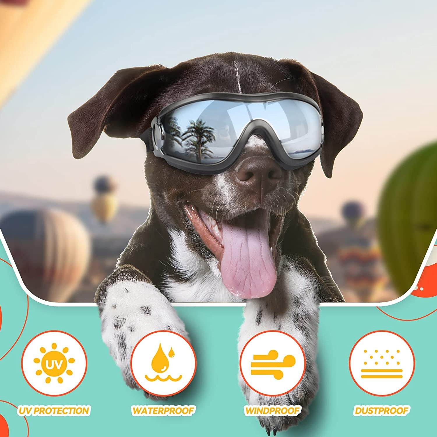 PETLESO Dog Goggles Large Breed, Large Dog Sunglasses Eye Protection for Dogs Windproof Goggles for Medium Large Dog Riding Biking Driving, Black - Image 3