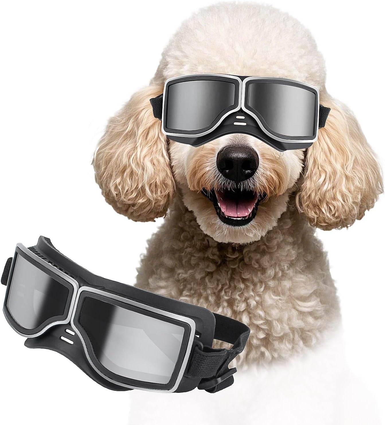 PETLESO Dog Goggles Large Breed, Large Dog Sunglasses Eye Protection for Dogs Windproof Goggles for Medium Large Dog Riding Biking Driving, Black - Image 8