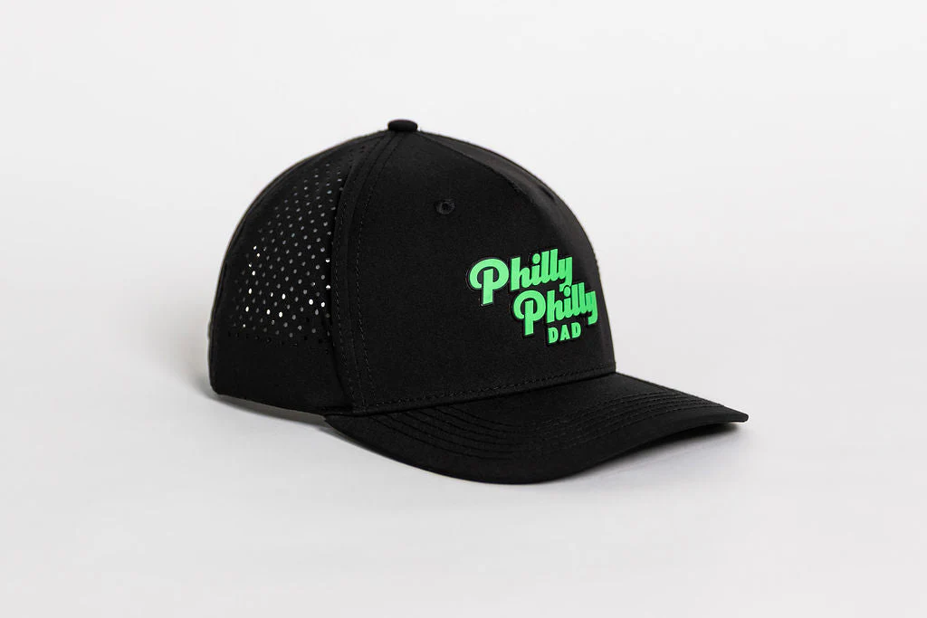 Philly Philly Dad Performance Hat - Black w/ Kelly Green Letters - Image 3