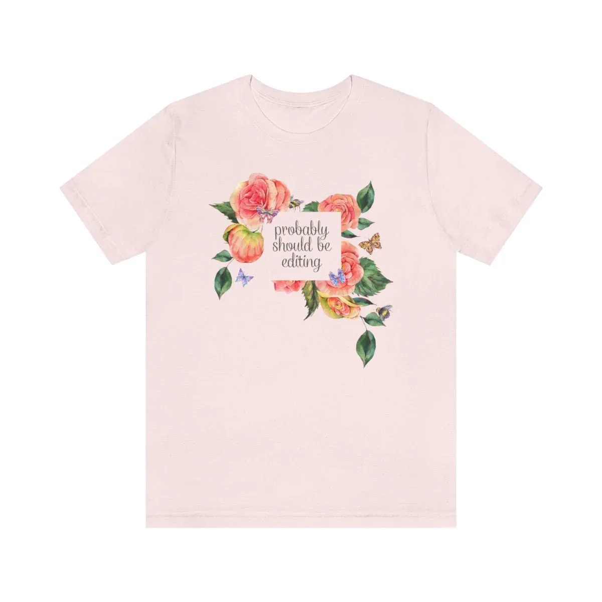 Photographer Tee with Flowers: Probably Should Be Editing - Image 2