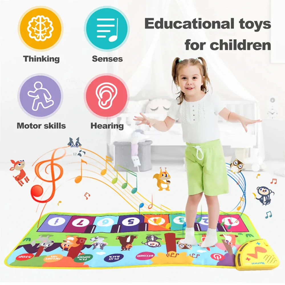 Piano Mat for Kids Kids Toddlers Floor Keyboard Dance Mat Baby Fitness Play Animal Music Blanket Instrument Toys Girl Boy Gift - Image 2