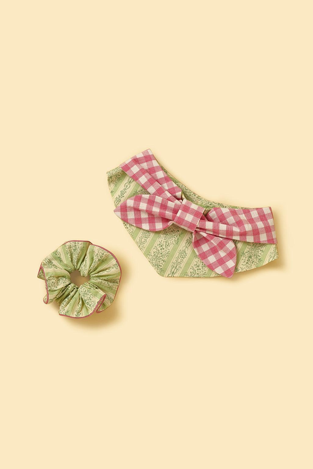 Picnic Bliss Floral Gingham Print Bandana - Image 4