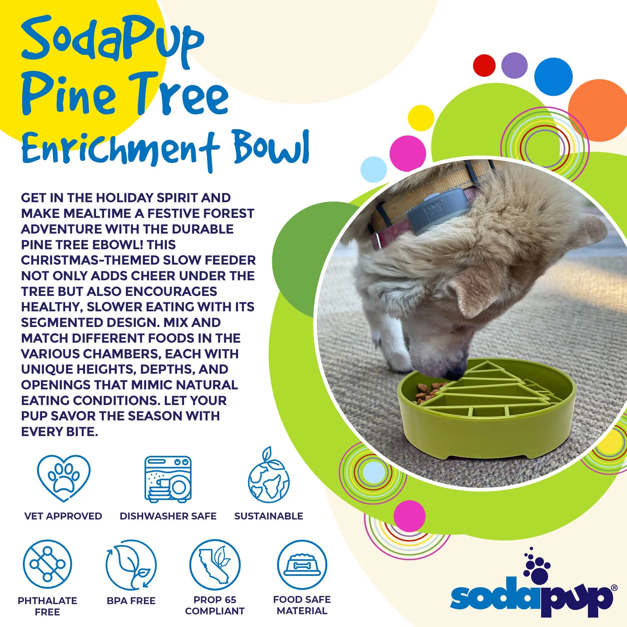 Pine Tree Christmas eBowl Deep Slow Feeder Dog Bowl for Enrichment | USA Made - Image 3