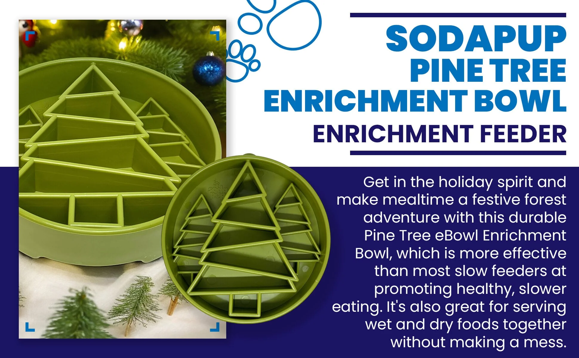 Pine Tree Christmas eBowl Deep Slow Feeder Dog Bowl for Enrichment | USA Made - Image 6
