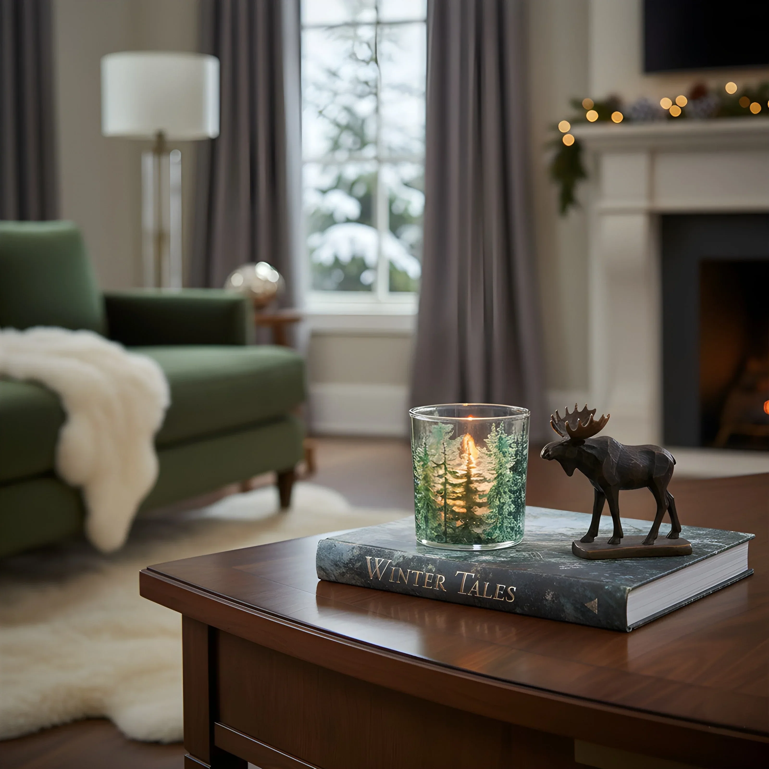 Pine Trees Votive 3 inch Glass Candle Holder - Image 3