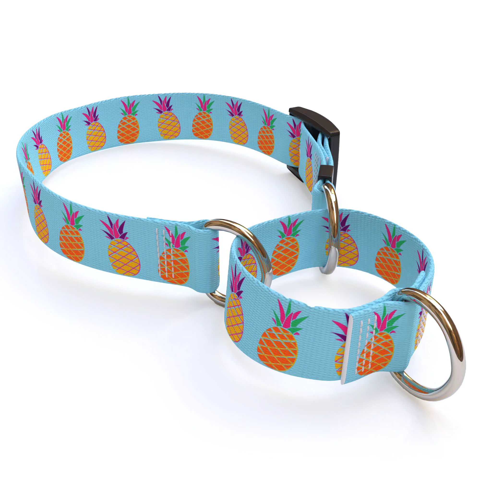 Pineapple Party Blue Dog Collar - Image 2