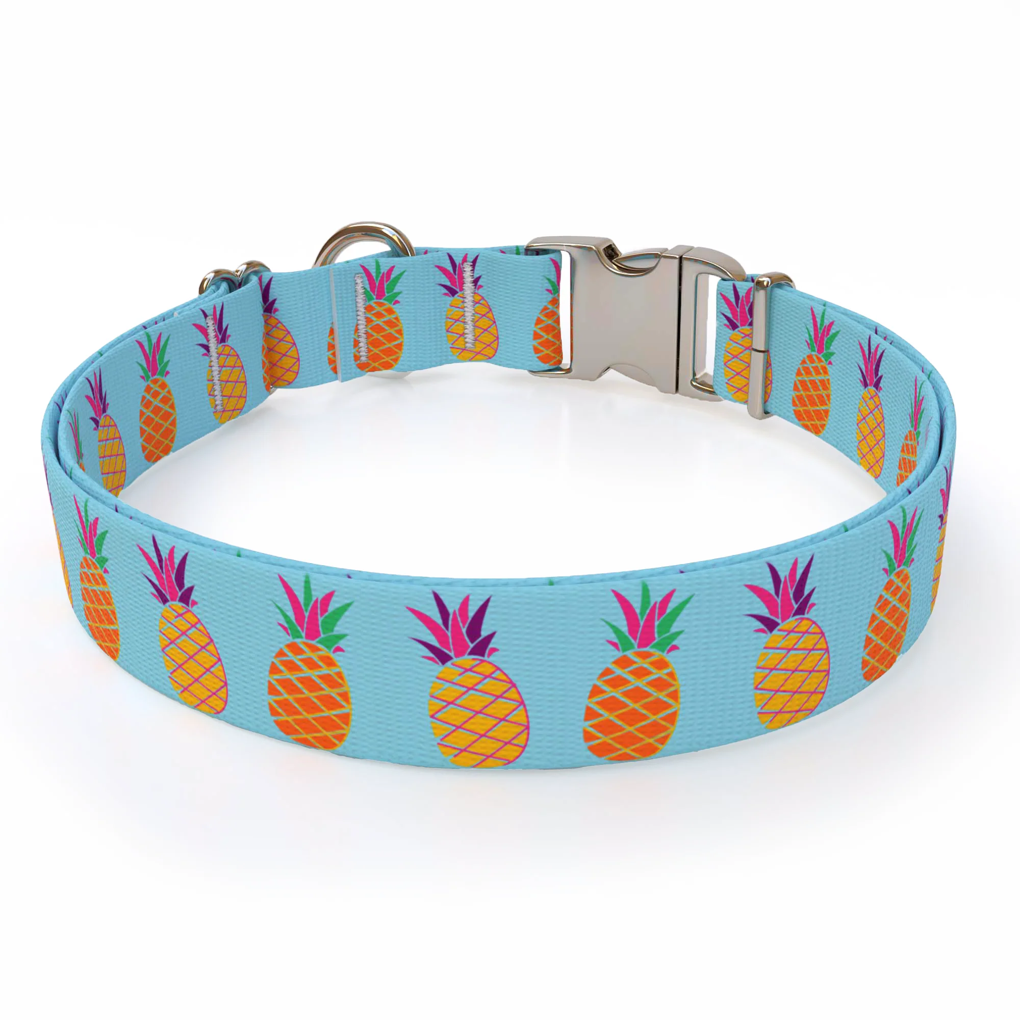 Pineapple Party Blue Dog Collar - Image 3