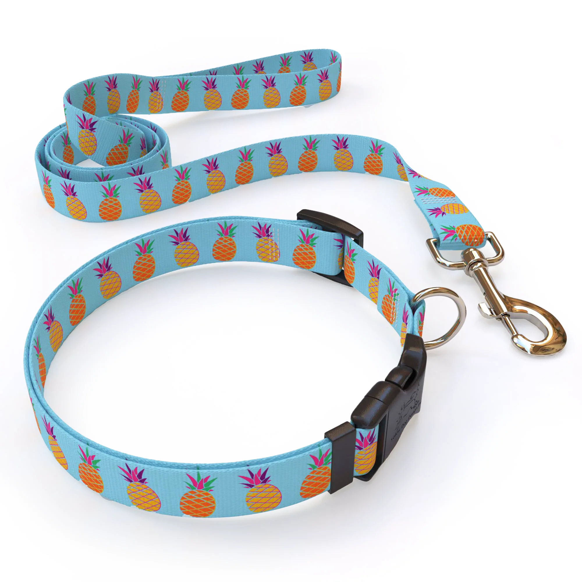Pineapple Party Blue Dog Collar - Image 4