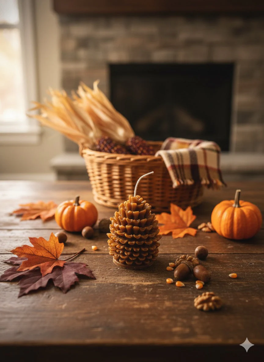 Pinecone Candle | Rustic Fall Decor - Image 3