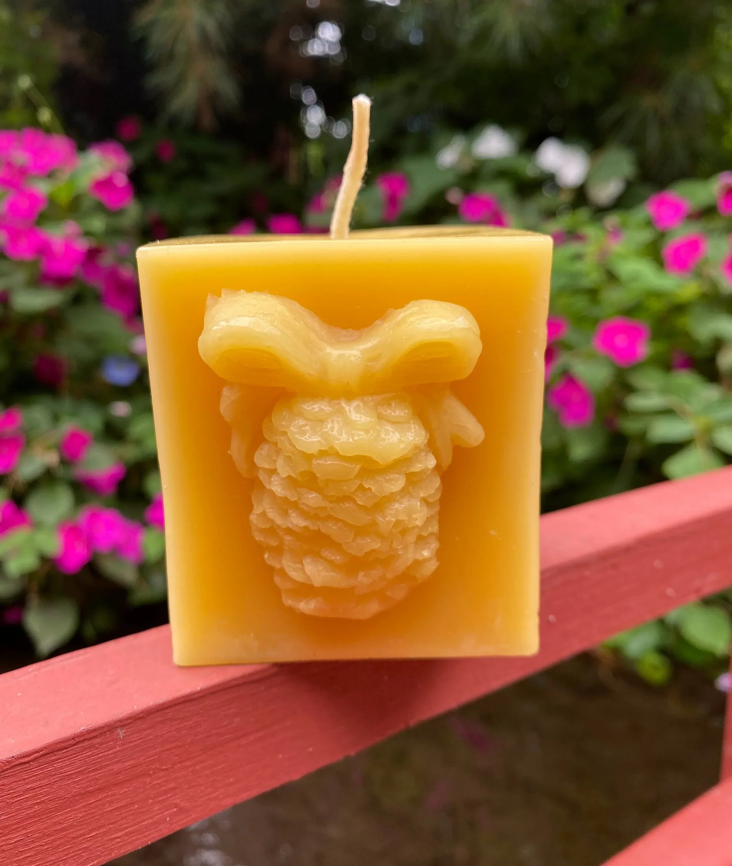 Pinecone Square Gift Beeswax Candle - Image 2