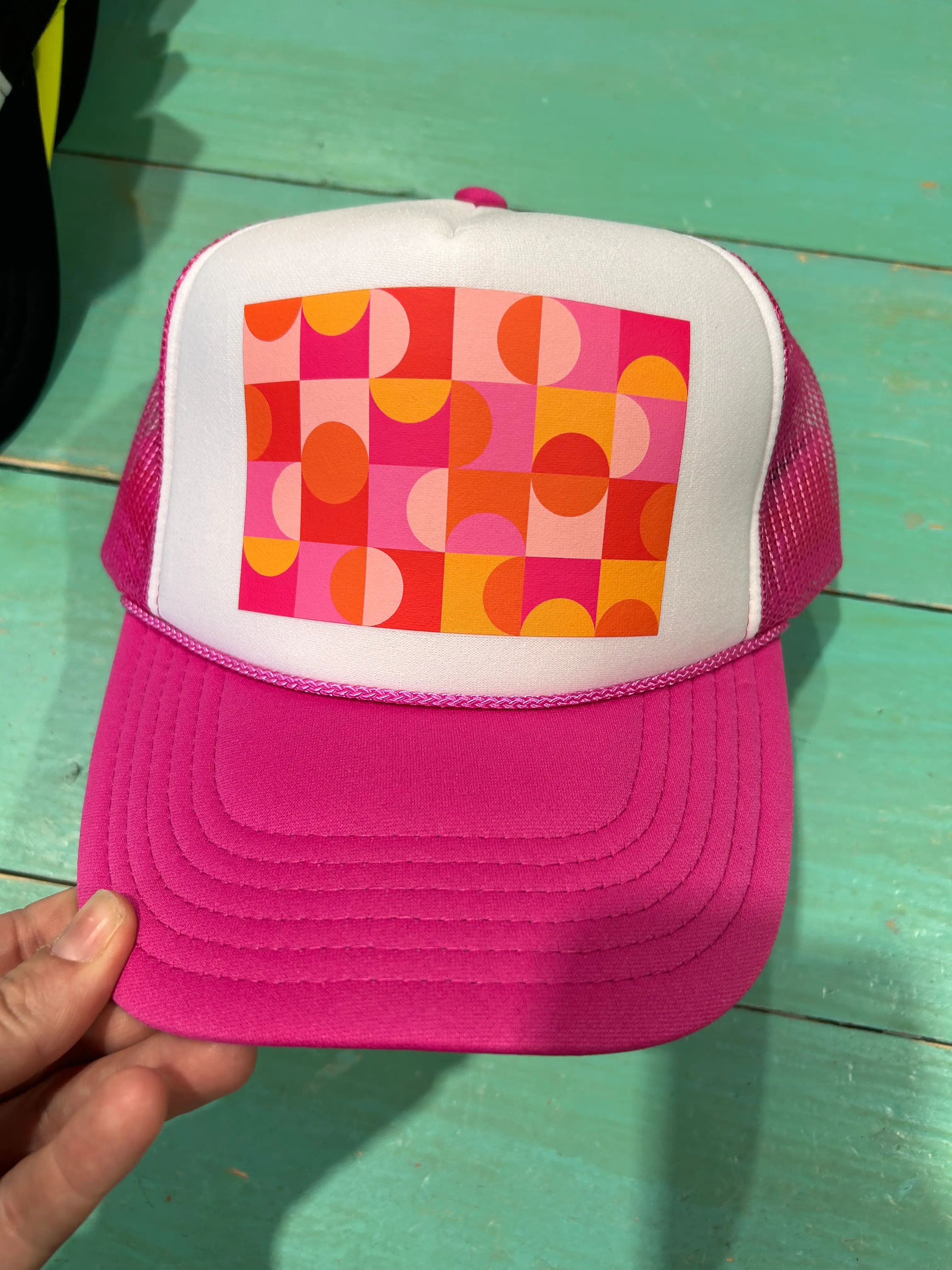 Pink Abstract Pattern Trucker - Image 2