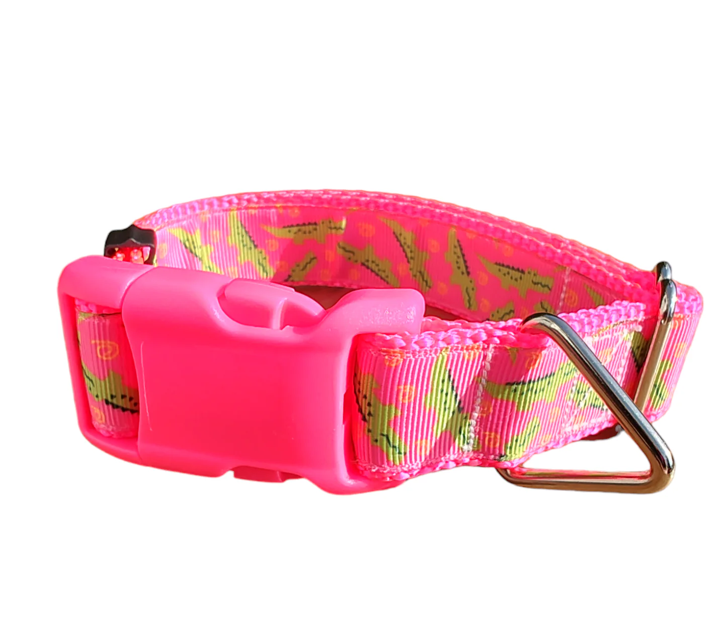 Pink Alligator Hot Pink Nylon Dog Collar MD, LG, XL, Leash - Image 3