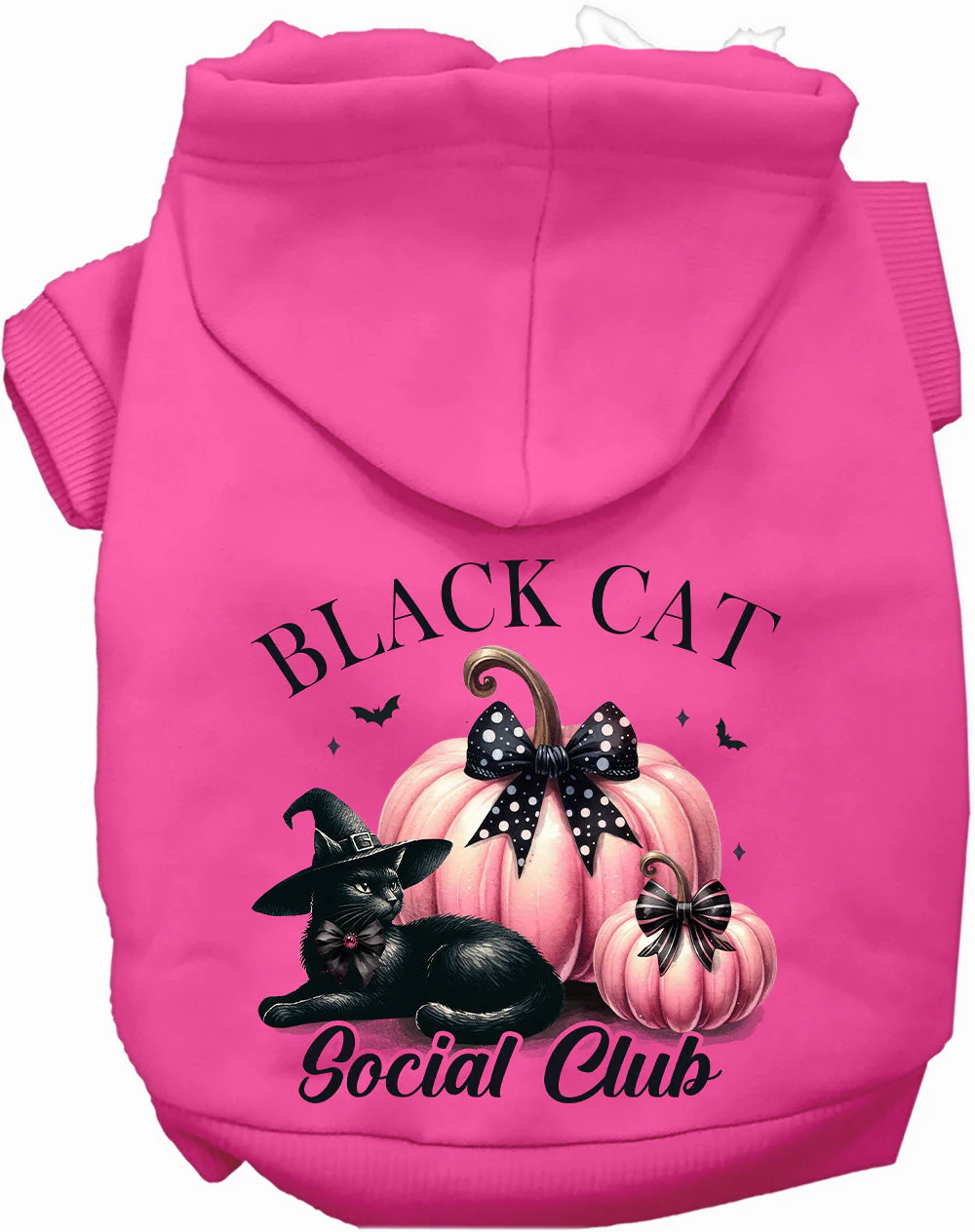 Pink and Black Cat Social Club Halloween Pet Hoodie - Image 5