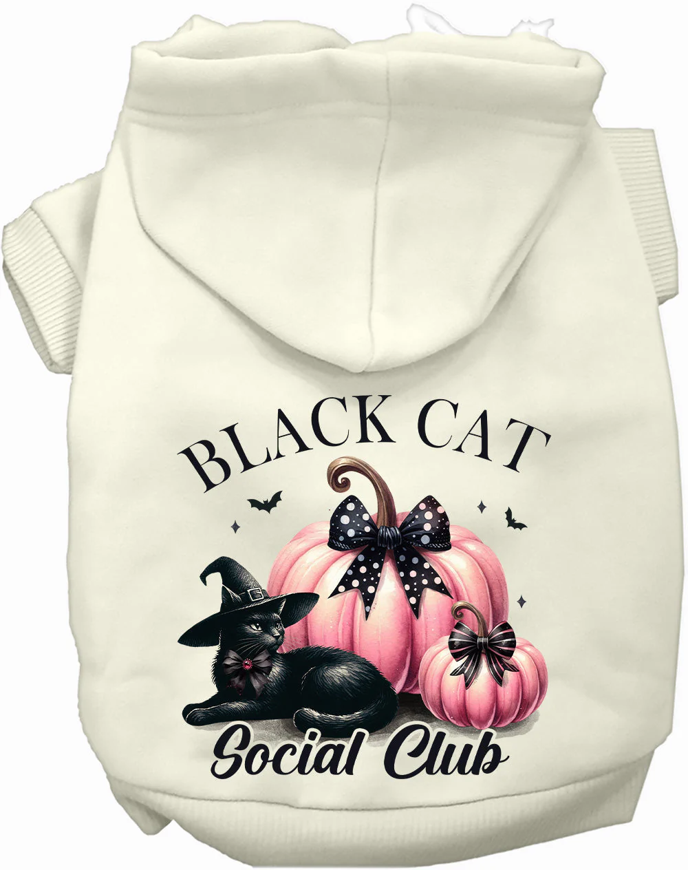 Pink and Black Cat Social Club Halloween Pet Hoodie - Image 6