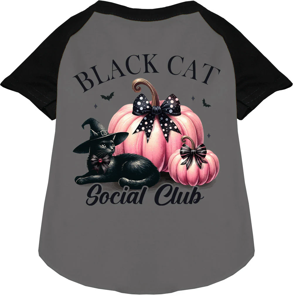 Pink and Black Cat Social Club Pet Raglan Shirt - Image 3