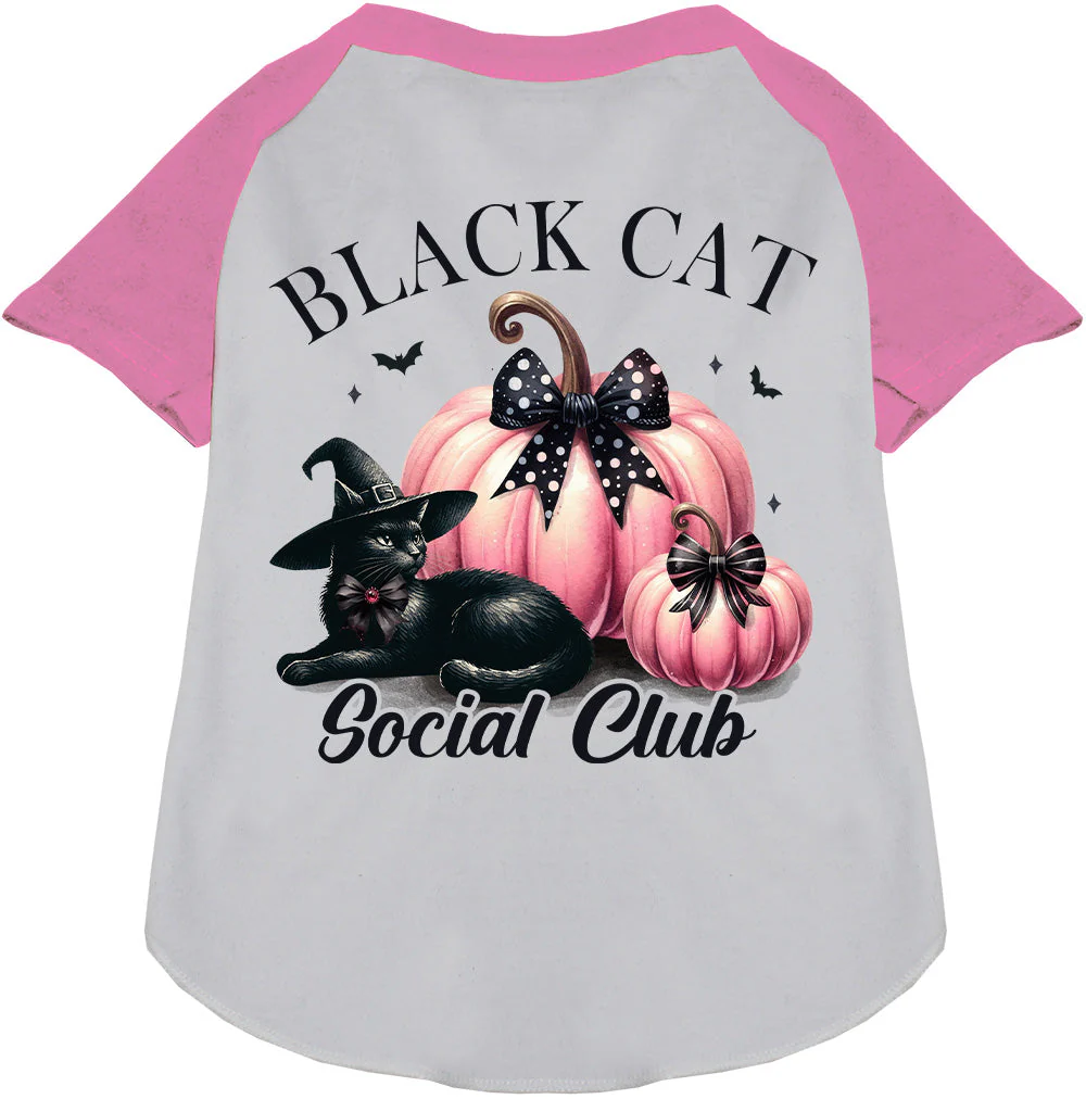 Pink and Black Cat Social Club Pet Raglan Shirt - Image 5
