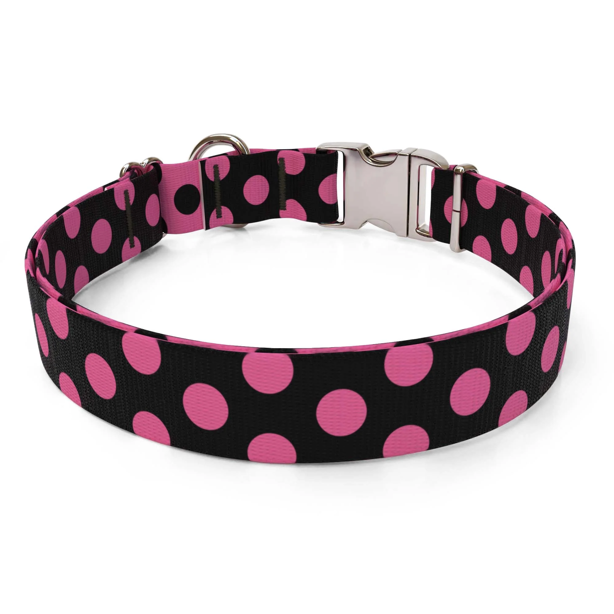 Pink and Black Polka Dot Dog Collar - Image 2