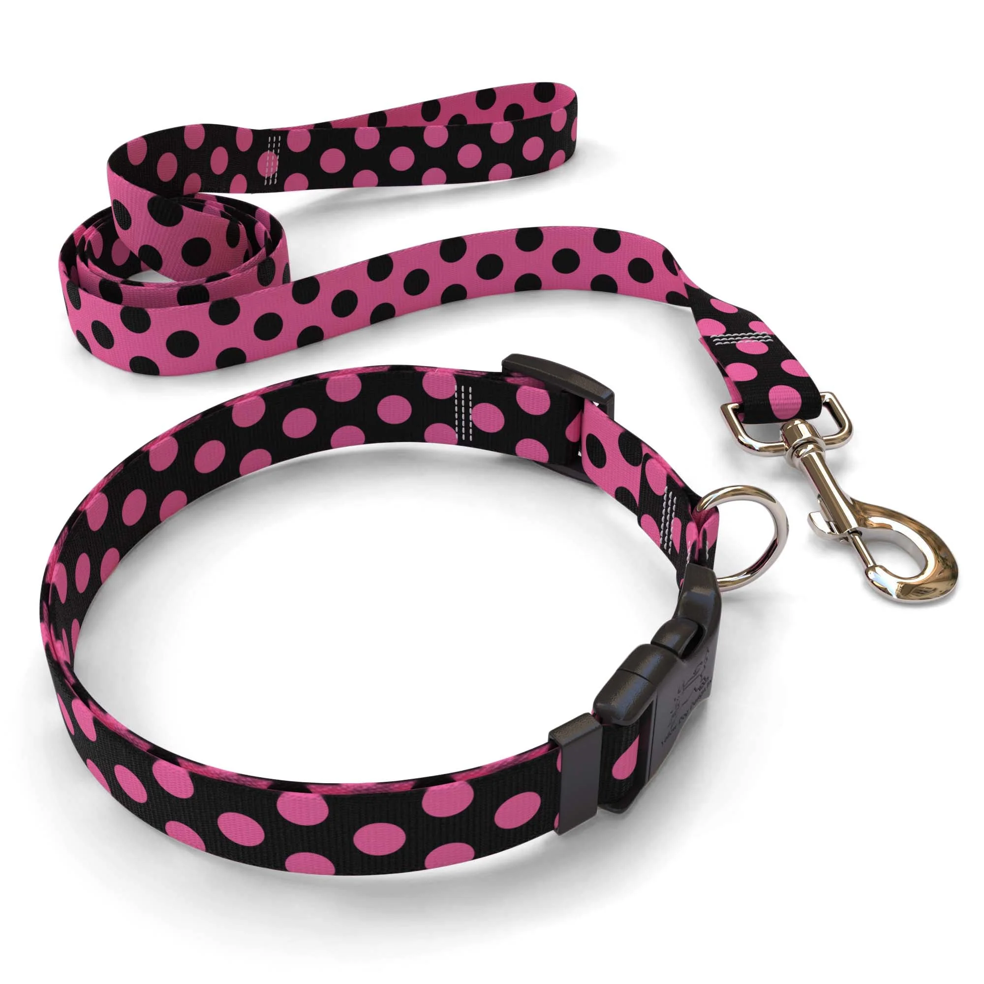 Pink and Black Polka Dot Dog Collar - Image 4
